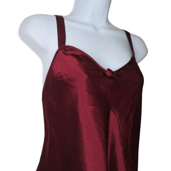 Vintage Val Mode Red Satin Slip Nightgown L Low Back Knee Length Lingerie - Picture 4 of 12
